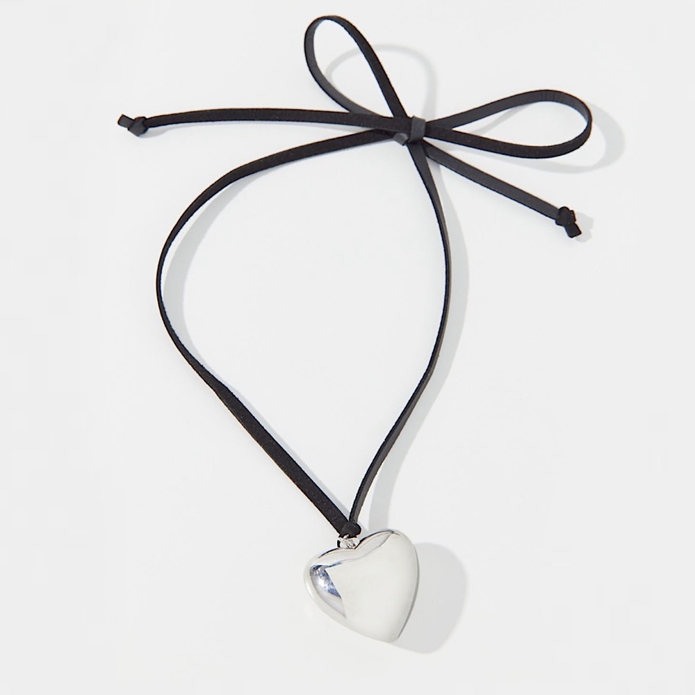 Anthropologie Silver Heart Necklace